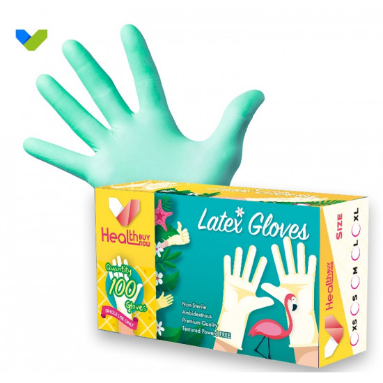 Latex Gloves (HEALTHBUYNOW) (Made in Malaysia) [Mint Green]