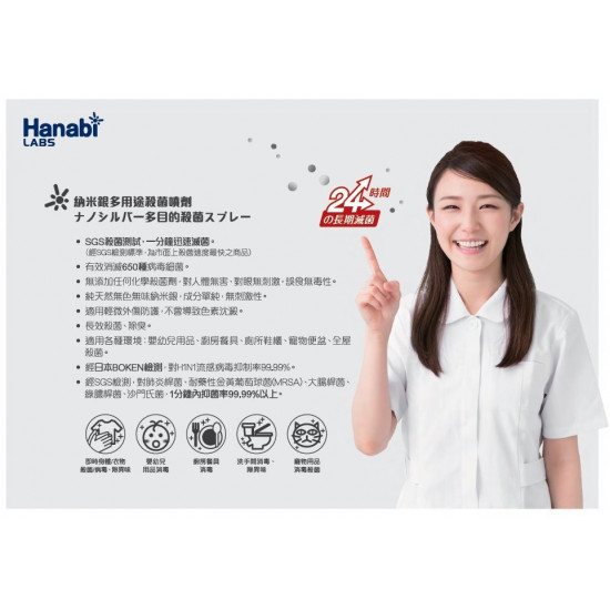 HANABI 納米銀多用途殺菌消毒噴霧(1L裝)【純天然】 HANABI 納米銀多用途殺菌消毒噴霧(1L裝)【純天然】
