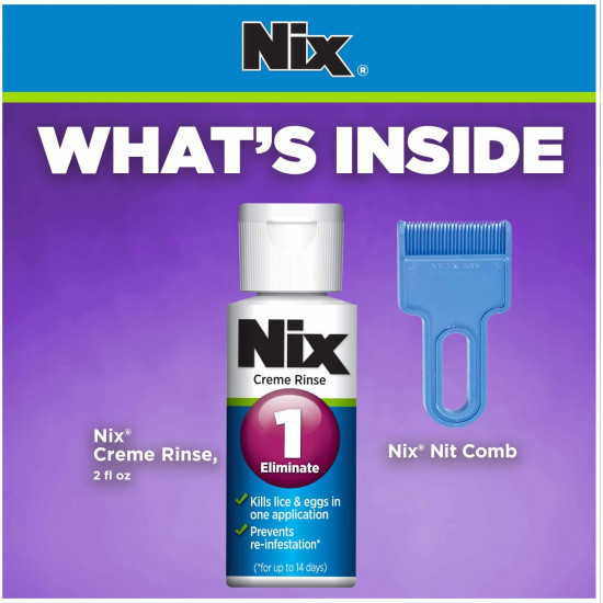 Nix Lice Killing Treatment Cream Rinse with Nit Comb -Kills Lice & Eggs  (Nits)