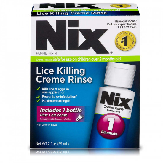 Nix Lice Killing Treatment Cream Rinse with Nit Comb -Kills Lice & Eggs  (Nits)