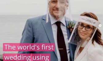 世界上第一對夫婦結婚，戴無塑料口罩