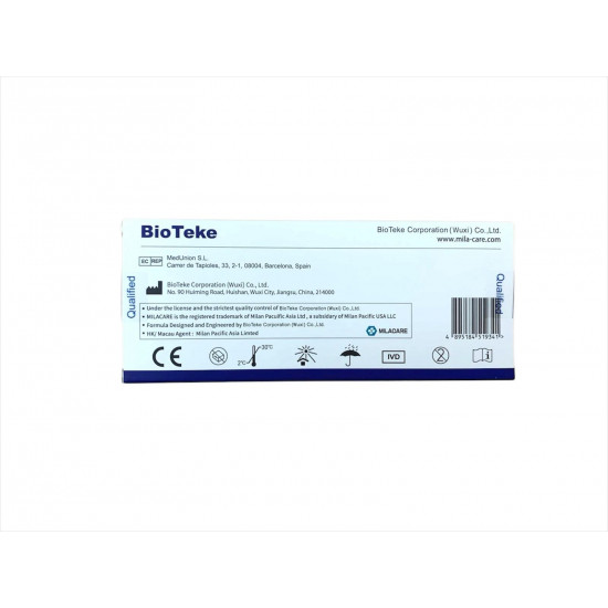 BioTeke - 10in1 Rapid Test Kit [SARS-coV2/Flu A/Flu B/HPIV2/HPIV1+3/RSV/ADV/MP/SP/HMPV] Single Pack