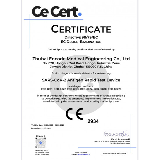 Encode New Coronavirus Antigen Rapid Test Kit 1 Box (Hong Kong Government Approved Brand)【Nasal Swab Test Kit】