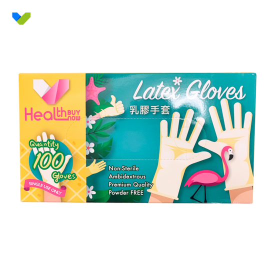 Latex gloves [Made in Malaysia] produced by HEALTHBUYNOW(Minimum batch of 10 boxes)