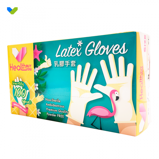 Latex gloves [Made in Malaysia] produced by HEALTHBUYNOW(Minimum batch of 10 boxes)