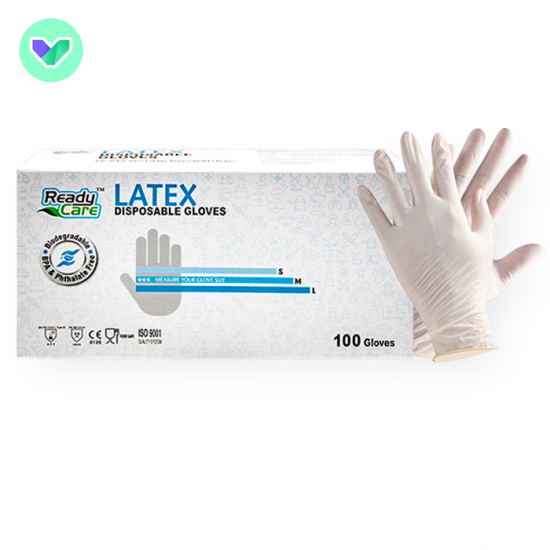 ready care powdered latex gloves (100 boxes minimum batch)